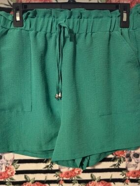 SHEIN Teal Green High-Waisted Shorts